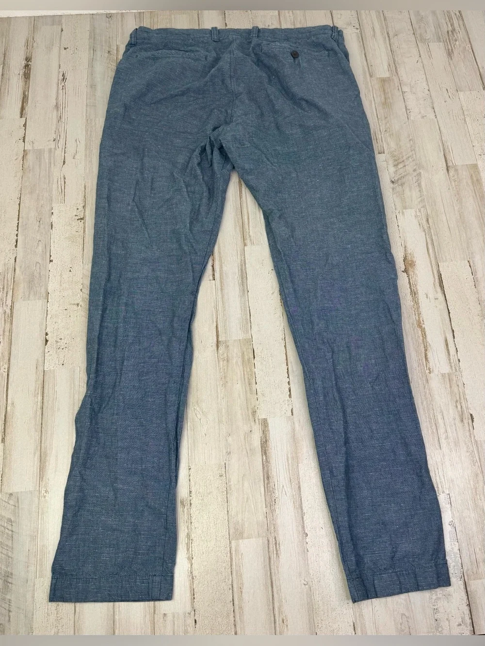 J Crew 484 Pants Mens Size 35x34 Baird McNutt Irish Linen Blend Blue Chino